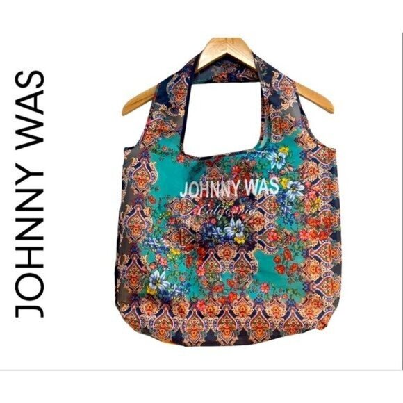 JOHNNY WAS Travel Beach Pool Multicolor Floral Print Lightweight Foldable Tote - Picture 4 of 7